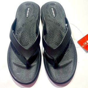 Okabashi Black Maui Comfortable Woman’s Flip Flops Sandals NWT Size 8–10